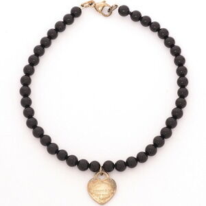 Tiffany Return to Tiffany Heart Onyx Black Beads Silver